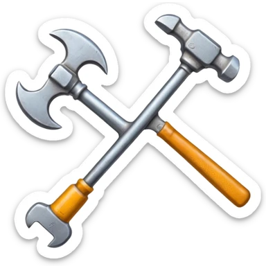 consturction spanner and hammer in a form of cross sticker