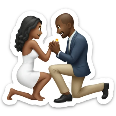 Man proposing on one knee with a ring to his girlfriend sticker