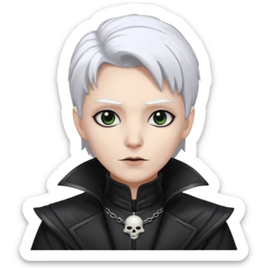 necromancer with black leather outfit white hair sticker