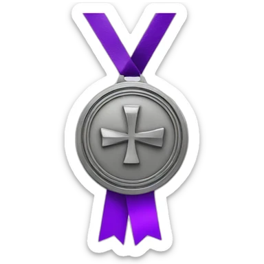 4th place medal made of pewter with a purple ribbon sticker