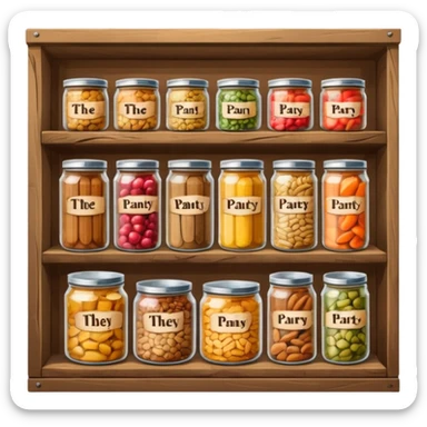 A food pantry with the words The Pantry written on it sticker
