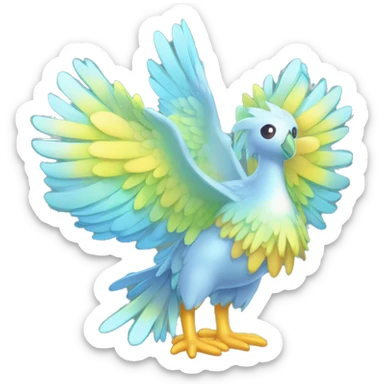 Wet dripping watery Cool Cute Fantasy legendary sea-bird ocean-water-type-Hydro-Phoenix-avian Fakemon full body sticker