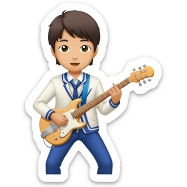 Japanese high school boy performing in a band at school cultural festival sticker