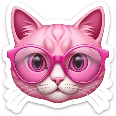 pink cat-eye glasses, retro style with upswept frames and pink lenses sticker