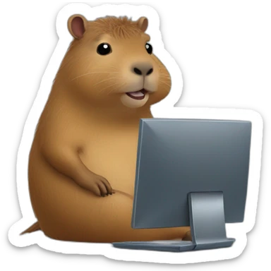 Capybara with computer watching netflix sticker