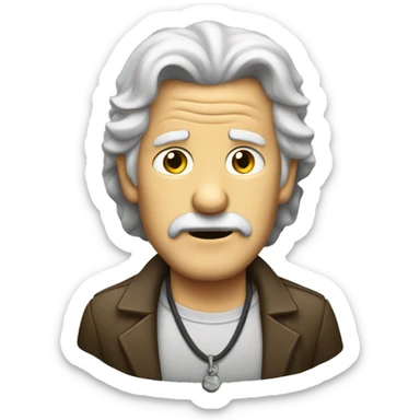 old man with mullet hair mullet goatee necklace shrugging shoulder sticker