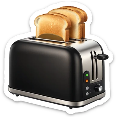 black toaster with bread sticker