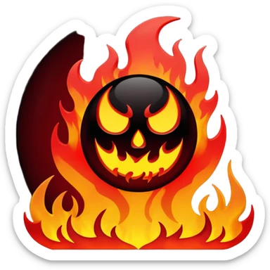 hell view with Red and black with fire, devily sticker