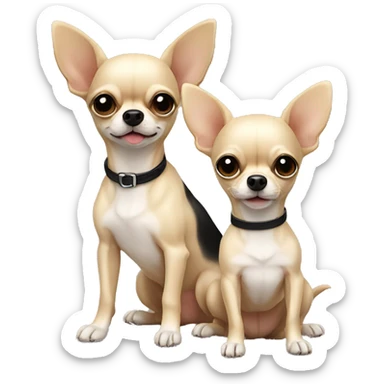 two chihuahua dogs beige and black sticker