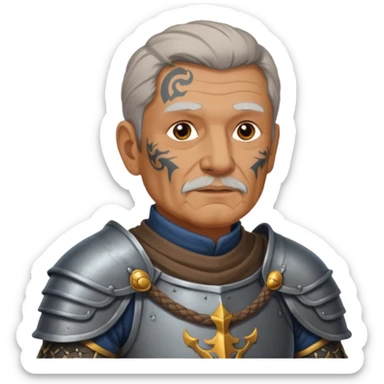 elderly tattooed knight, tattooed shoulder sticker