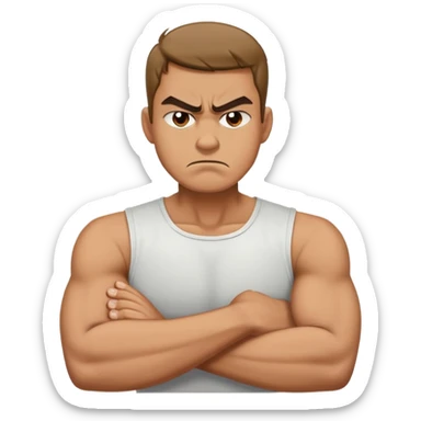 Man that’s angry having his arms crossed grabbing his neck  sticker