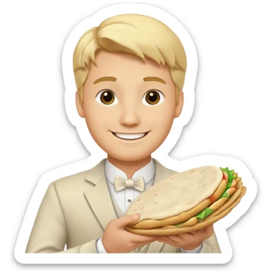 The blond groom emoji combined with tthe pita emoji sticker