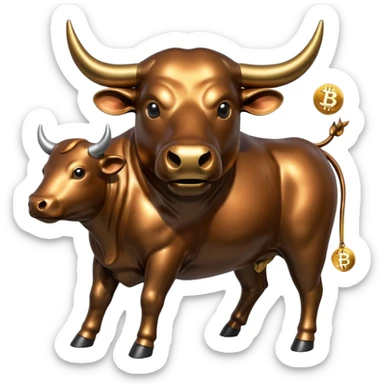 bull holding a bitcoin coin sticker