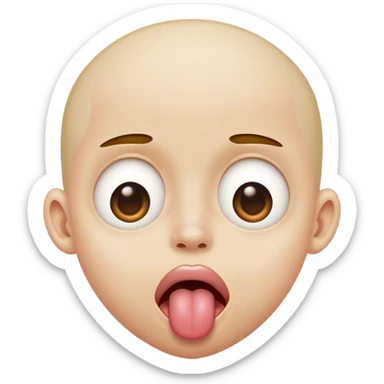 cross eyed with tongue out sticker