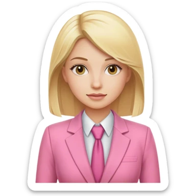 Blonde lady with a pink suit working sticker