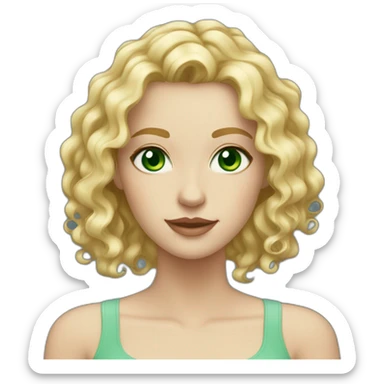 blonde white tall girl with wavy hair and green blueish eyes sticker