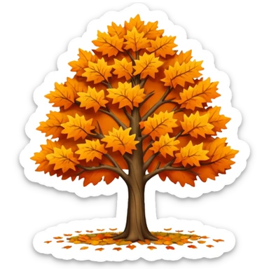 autumn tree with orange leaves sticker