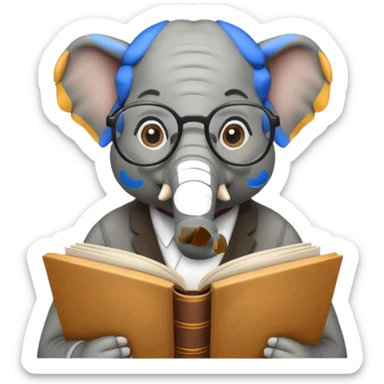 elefante estudioso sticker