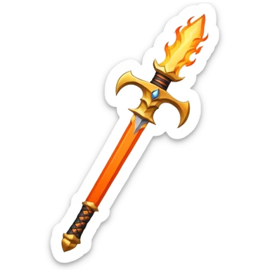sword of flames striking down sticker