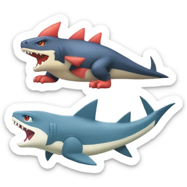 Sharpedo-Charmeleon-Gible-Larvitar-Fakémon Full Body sticker