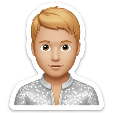 Brian Littrell from Backstreet Boys with reddish blonde hair, white sequin outfit sticker