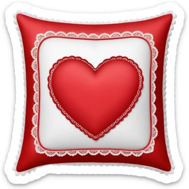 Square happy Valentine’s Day pillow with lace edges sticker