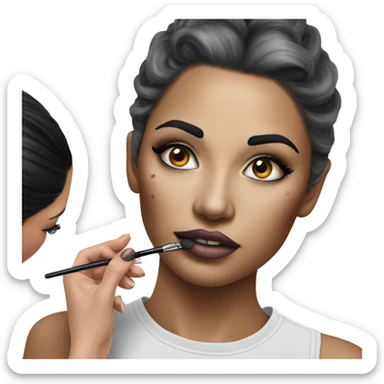 Hyper Realistic Beautiful lightly tattooed woman having make-up applied  sticker