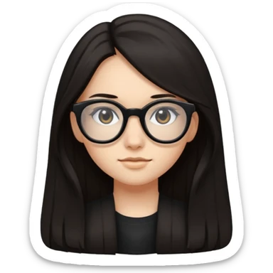 ragazzina di 16 anni mora capelli lunghi con occhiali neri sticker