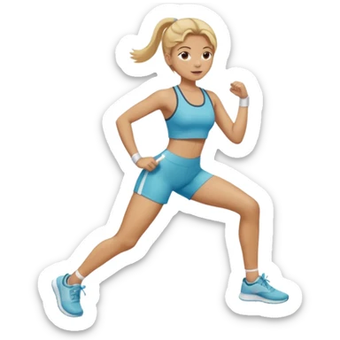 light tan skin girl with medium blonde hair and ash highlights, exercising, clean background sticker