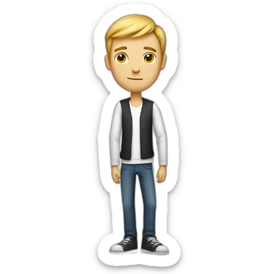 A skinny white guy with long arms, big nose sticker