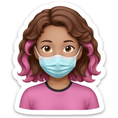 lightskin girl having a spa day with mask and pink shirt and brown wavy hair  sticker