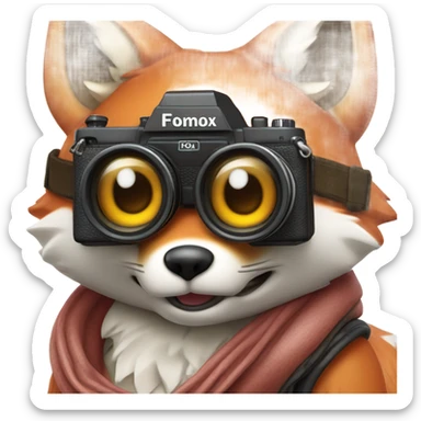 photorealistic detailled kawaii fox taking photo with canon 1DX sticker