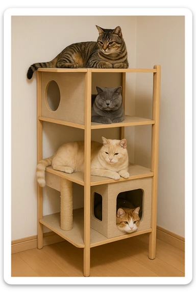 cats relaxing in a vertical playhouse sticker