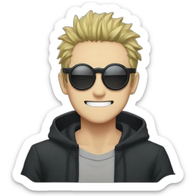 Gojo satoru from the anime jujutsu kaisen without blindfold wearing sunglasses sticker