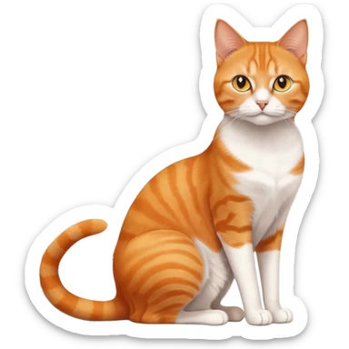 full body solid orange domestic shorthair slim cat with yellow/orange eyes sitting sticker