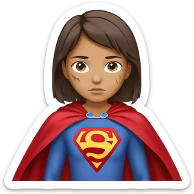 generate me a fearless girl with a cape and make it look like she torn a shirt with the word Discrimination sticker