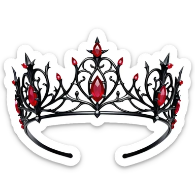 Black Gothic thorn tiara with ruby jewels  sticker