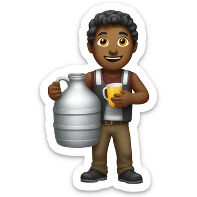 Make an emoji with guy holding a jug sticker