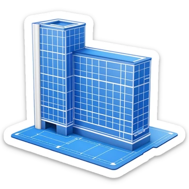 side view of a blue blueprint plan with white lines sticker