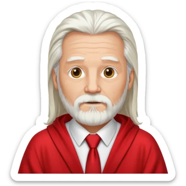 An older man with long white hair and beard, wearing a red tie and robe (possibly inspired by Dumbledore). sticker