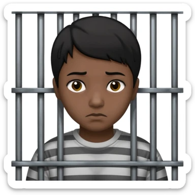 persona trileña de pelo corto negro tras las rejas de una carcel sticker
