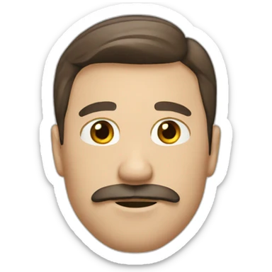 White guy with mustache and straight brown hair sticker