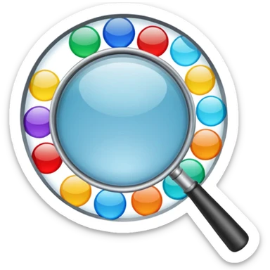 genera una lupa que este apuntando a solo 1 nicho dentro de varios nichos que hay en el mercado (HACIENDO QUE EN LA LUPA ESTE EL MAS IMPORTANTE) LA LUPA DEBE SER UNA LUPA REAL QUE ESTE VIENDO A VARIOS CIRCULOS DE DIFERENTES COLORES sticker