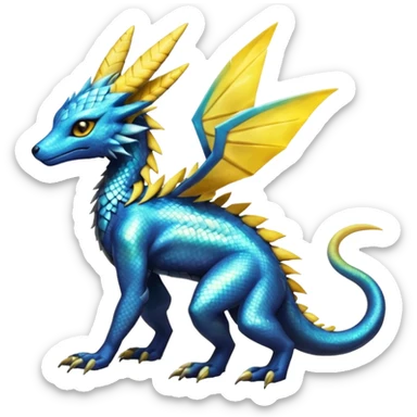 Shiny Iridescent Helioptile-Salandit-Jolteon-Fakémon-hybrid-creature (full body)  sticker