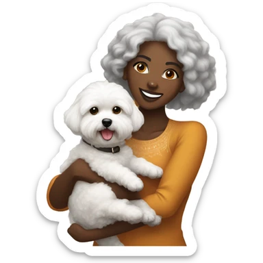 Black woman with a white maltipoo wishing a happy Thanksgiving  sticker