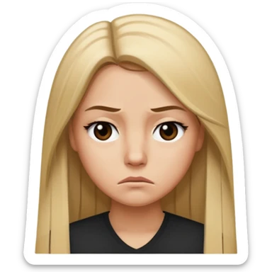 Mujer color de piel moreno claro, con cabello rubio largo, lacio y suelto, ojos negros, molesta  sticker