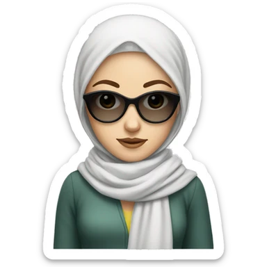 White girl in sunglasses and headscarf sticker