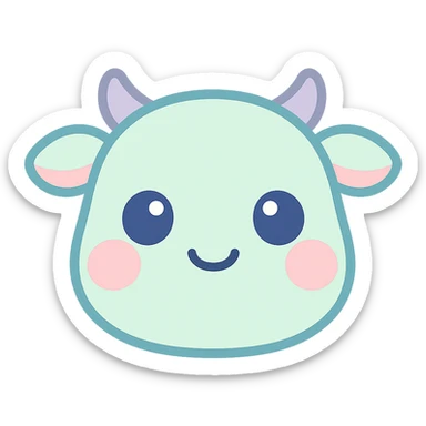 Turn this cute cow mug illustration into a kawaii style emoji with simple features and a transparent background. sticker