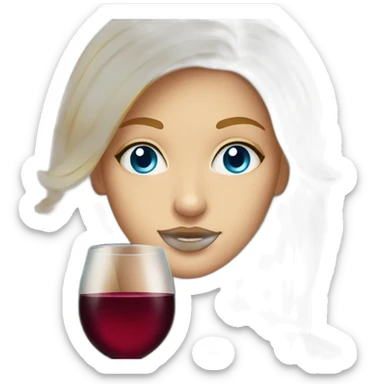 Beautiful woman with blue eyes and golden hair drinking wine sticker