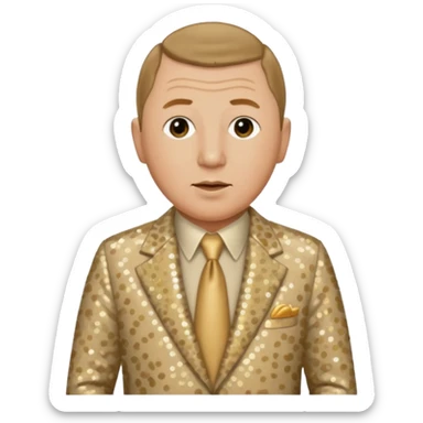 Curly Howard from The Three Stooges with dark blonde hair, beige sequin suit  sticker